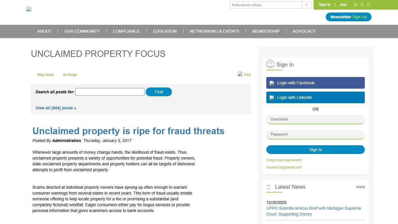 Unclaimed property is ripe for fraud threats - Unclaimed Property Professionals Organization